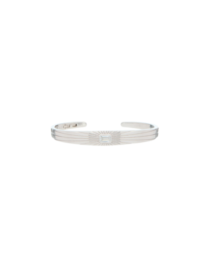 Wyld Boxs Sterling Silver Ray of Light Slim Cuff with White Topaz