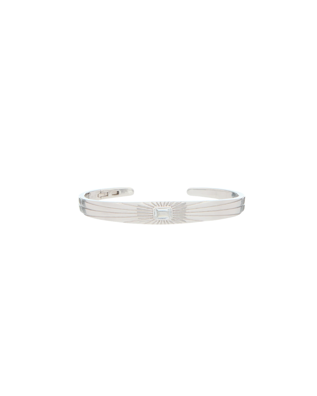Wyld Box’s Sterling Silver Ray of Light Slim Cuff with White Topaz