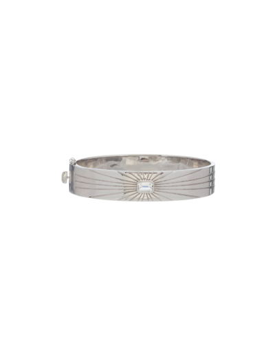 Wyld Boxs Sterling Silver Ray of Light Bangle with White Topaz