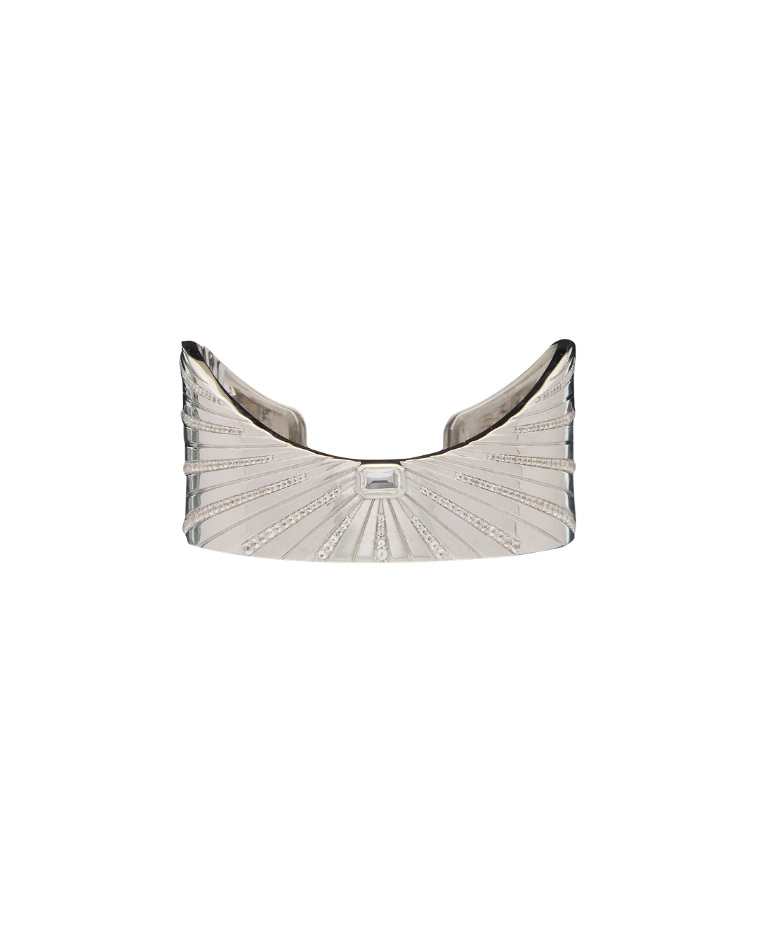 Wyld Box’s Sterling Silver Ray of Light Majestic Cuff with White Topaz