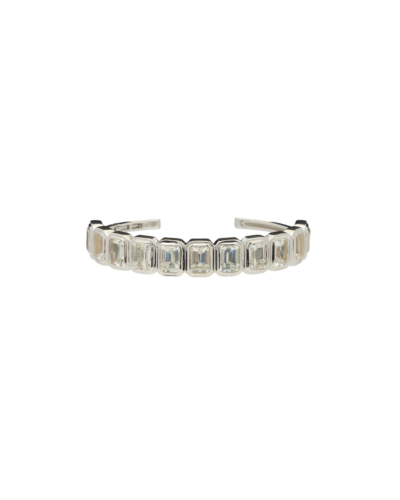 Wyld Boxs Sterling Silver Ray of Quatrum Cuff with White Topaz