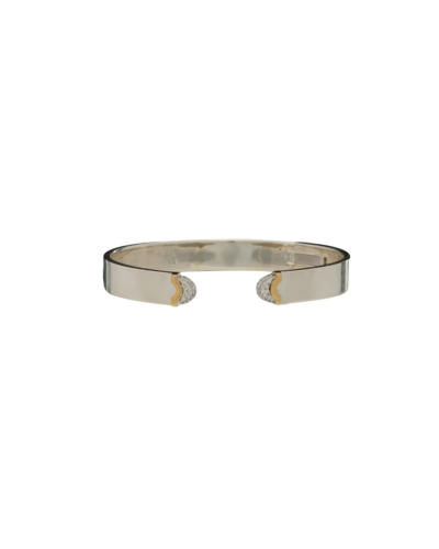 Wyld Boxs Sterling Silver and 18KYG Doppia Luna Slim Cuff with Diamonds
