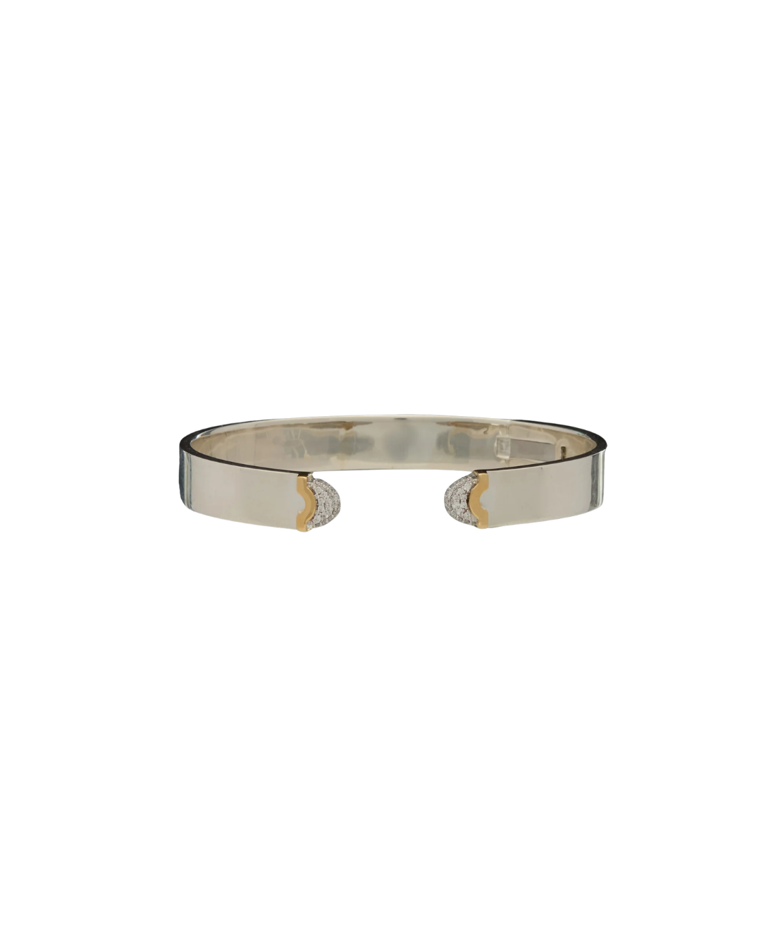 Wyld Boxs Sterling Silver and 18KYG Doppia Luna Slim Cuff with Diamonds