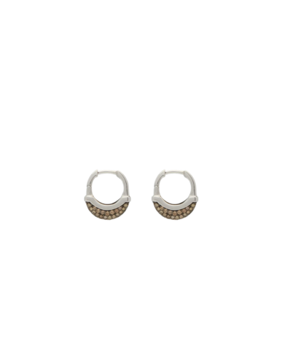 Wyld Boxs Sterling Silver Luna Extra Small Hoop Earrings Brown Diamonds