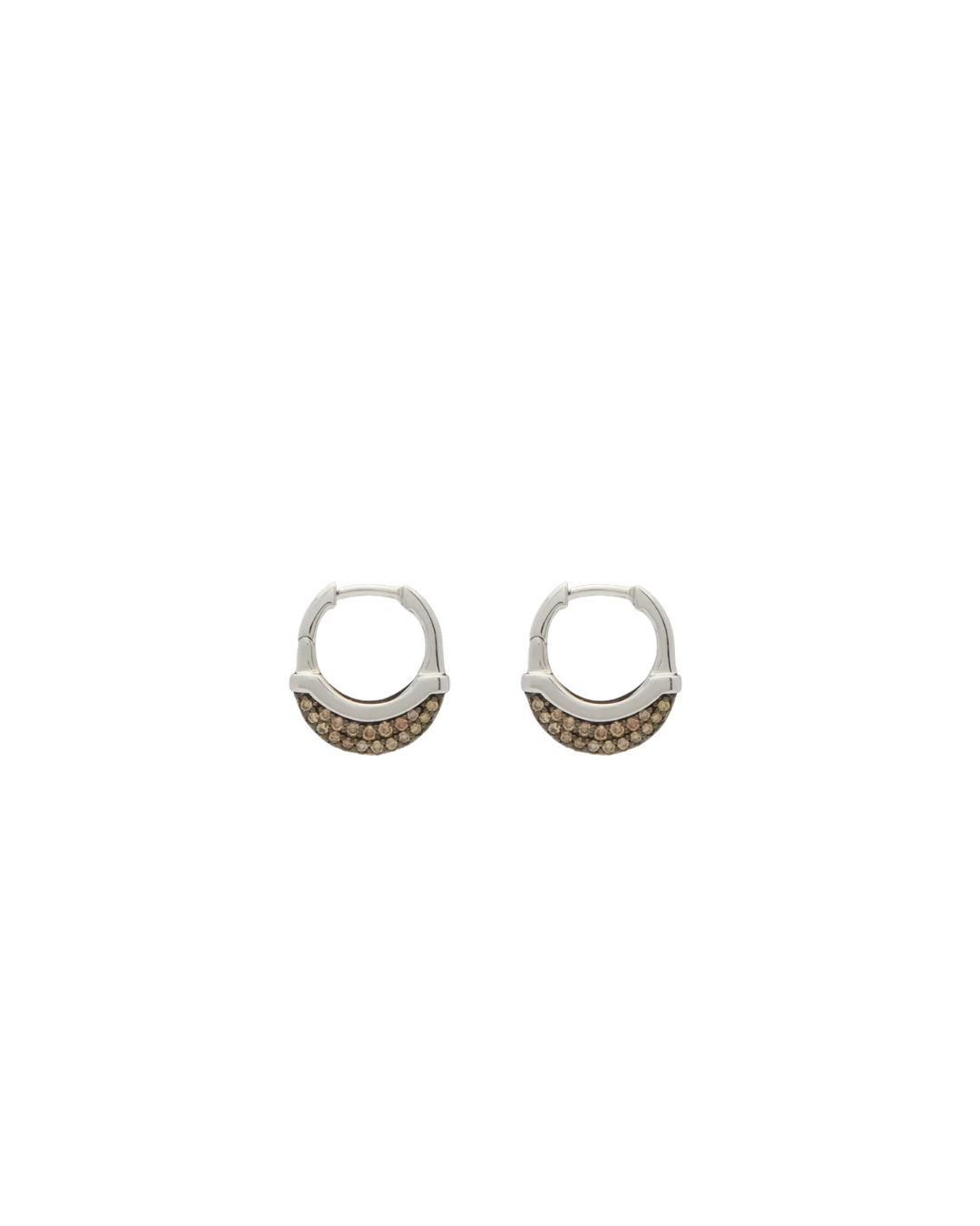 Wyld Box’s Sterling Silver Luna Extra Small Hoop Earrings Brown Diamonds