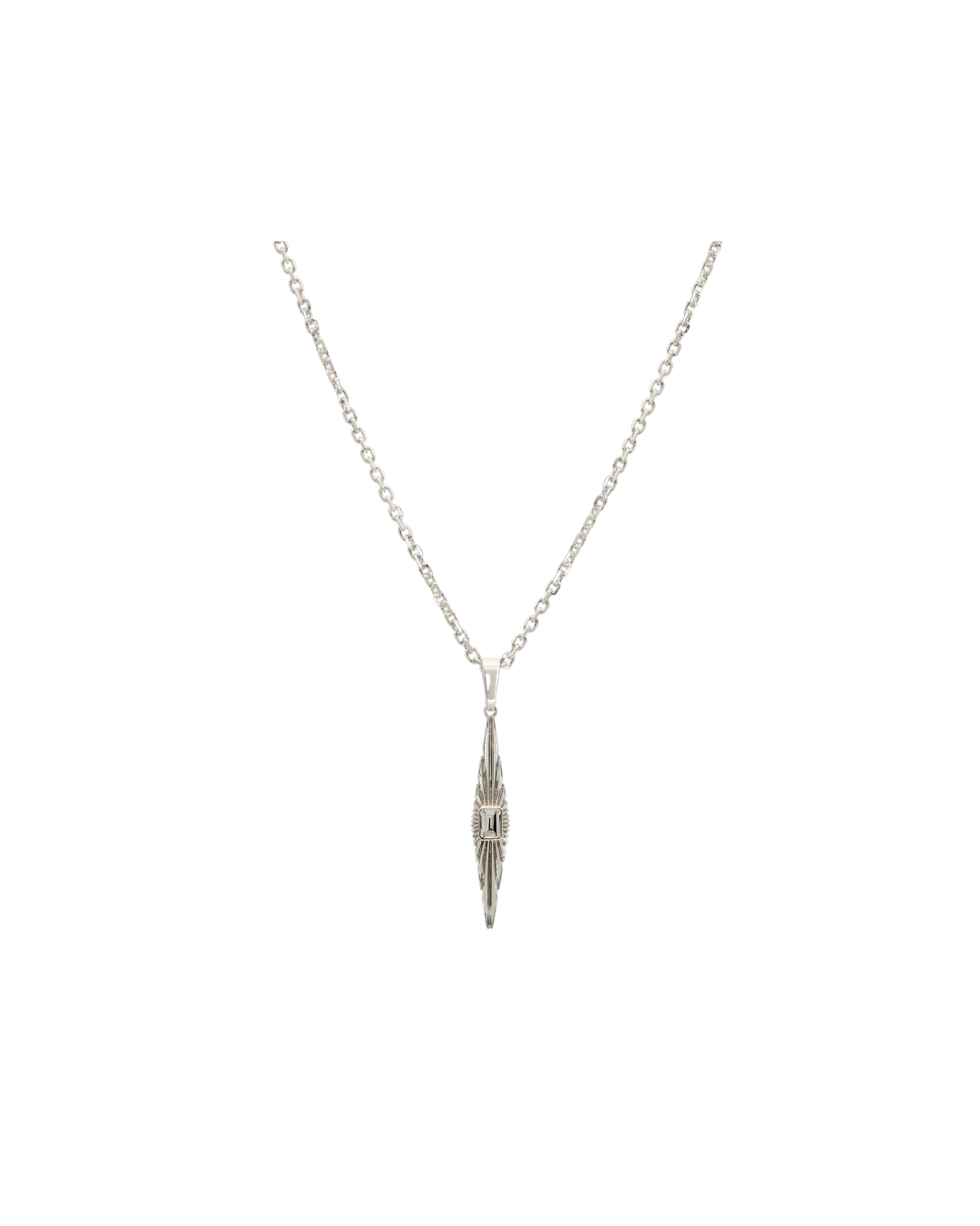 Wyld Box’s Sterling Silver Ray of Light Large Drop Pendant Necklace with White Topaz