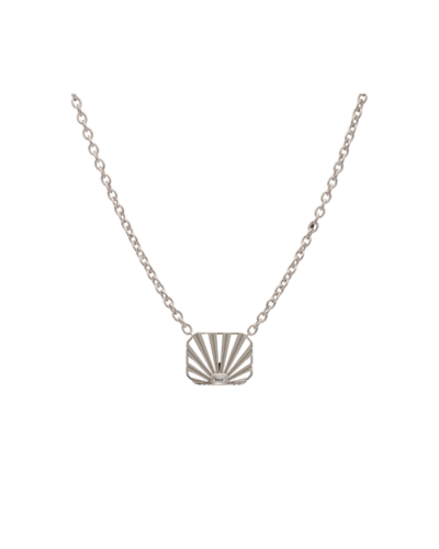 Wyld Boxs Sterling Silver Ray of Light Solitaire Caged Necklace with White Topaz