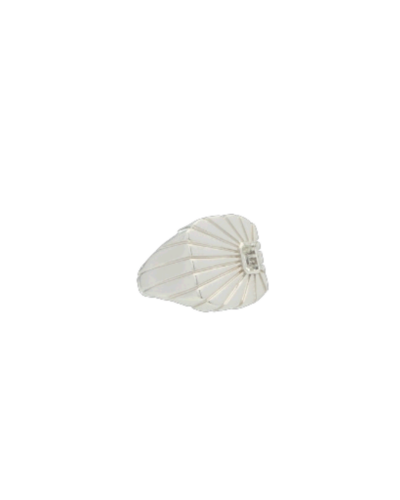Wyld Boxs Sterling Silver Ray of Light Signet Pinky Ring with White Topaz