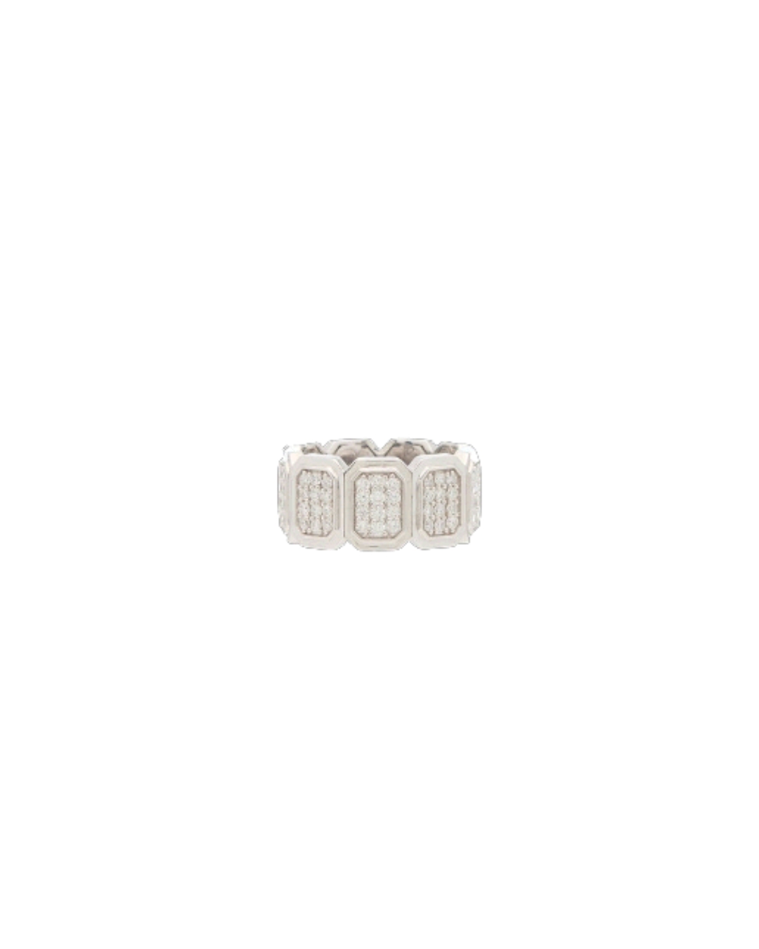 Wyld Boxs Sterling Silver Quatrum Wide Band Ring with Diamonds