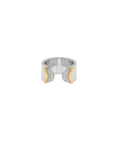 Wyld Boxs Sterling Silver and 18KYG Doppia Luna Ring with Diamonds