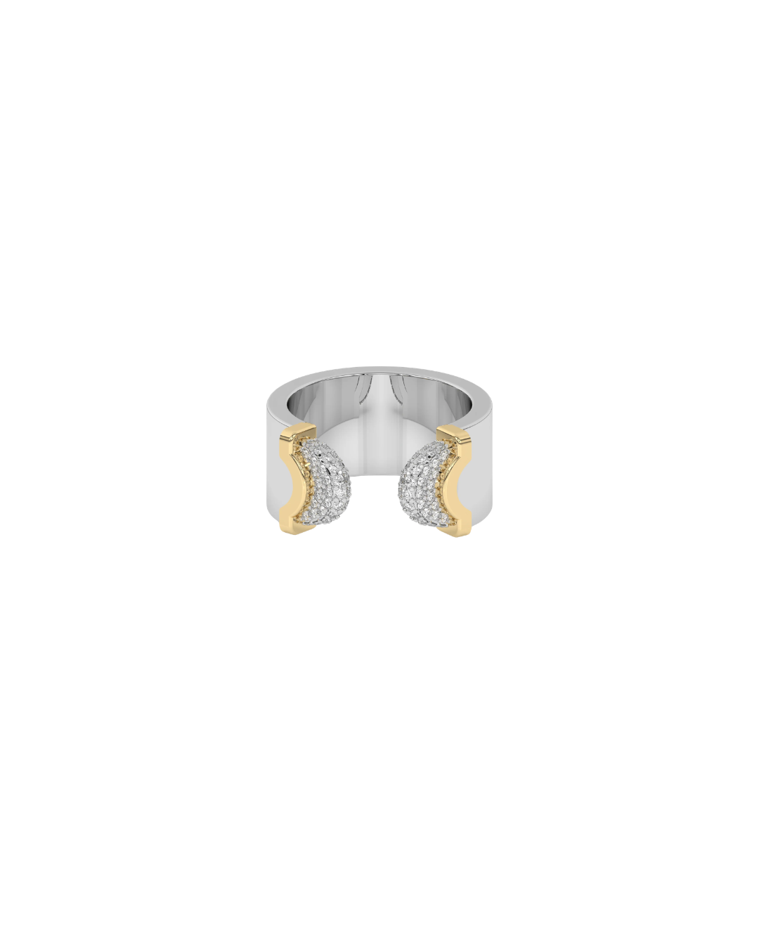 Wyld Boxs Sterling Silver and 18KYG Doppia Luna Ring with Diamonds