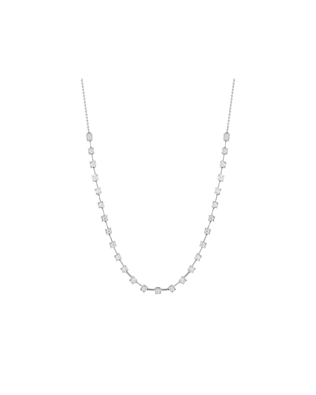 Ava Bea Interval White Gold Tennis Necklace 16'