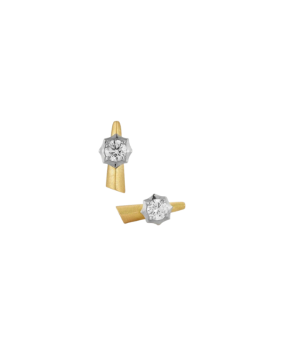 Jade Trau Two-Tone Sophisticate Mini Bar Diamond Stud Earrings