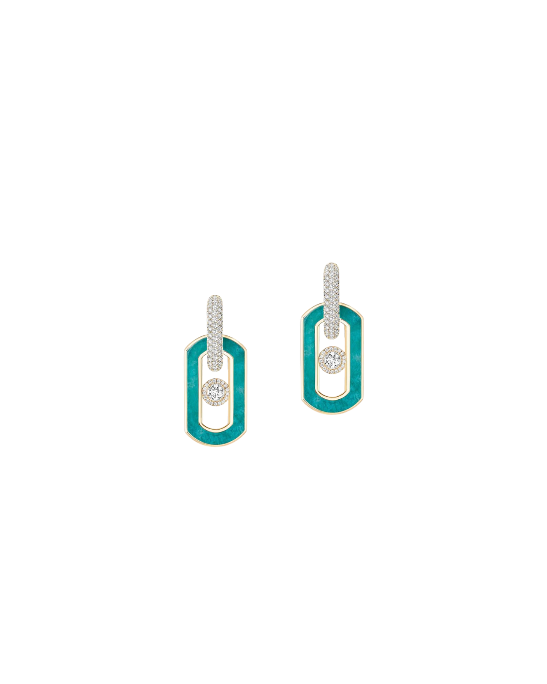 Messikas 18KYG So Move Drop Earrings with Amazonite and Diamonds