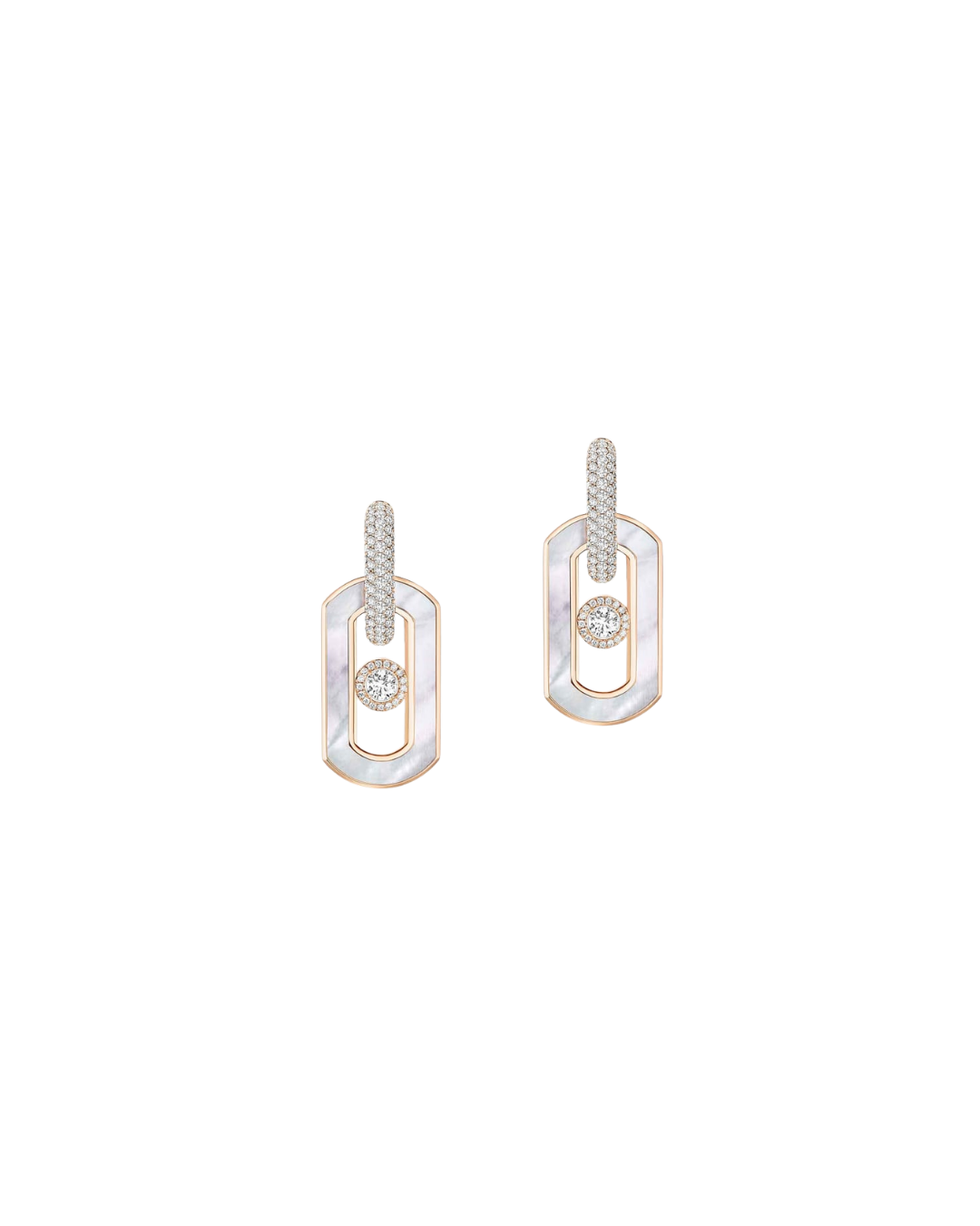 Messikas 18KRG So Move Drop Earrings with Mother of Pearl and Diamonds